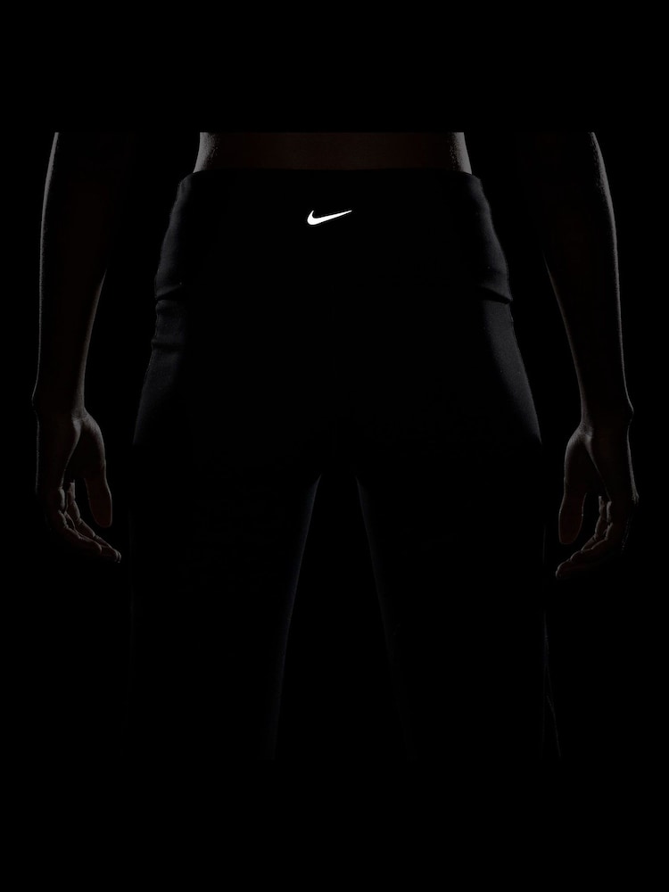 Nike Black One High Waisted Fold Over Flared Leggings - Image 11 of 11