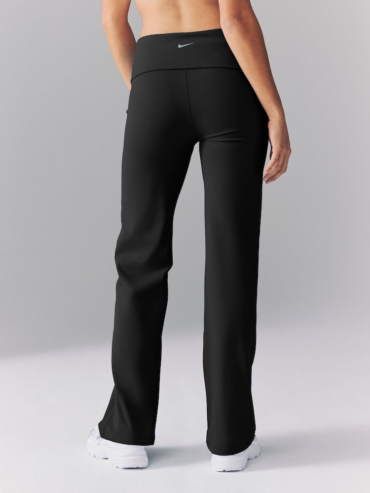 Nike Black One High Waisted Fold Over Flared Leggings - Image 2 of 11
