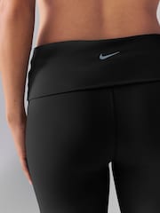 Nike Black One High Waisted Fold Over Flared Leggings - Image 3 of 11