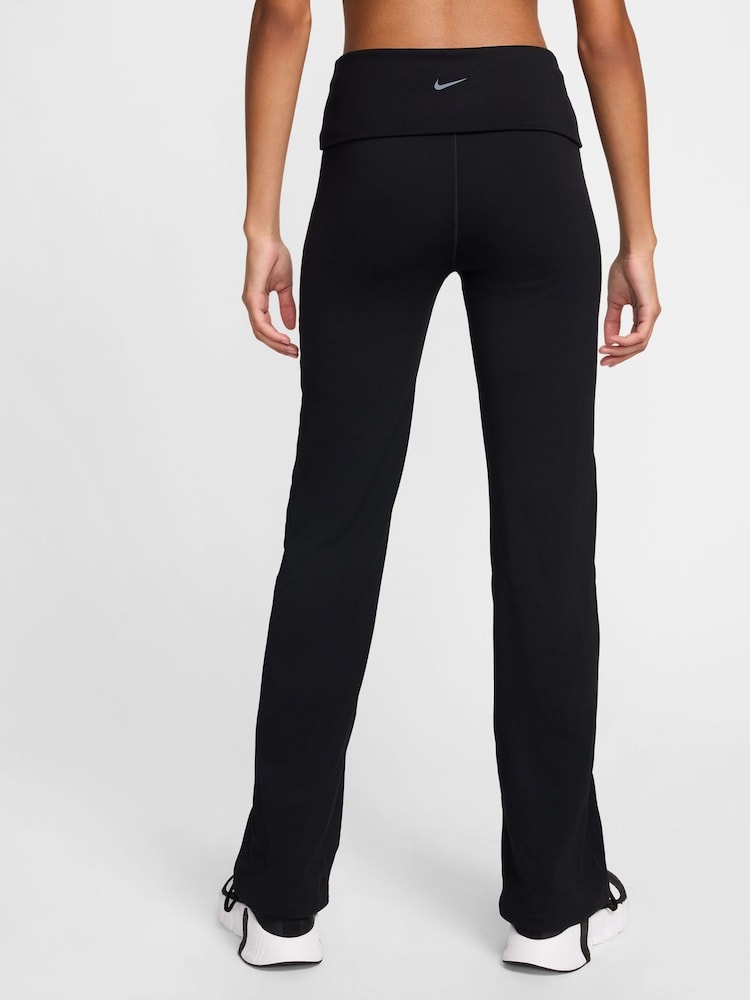 Nike Black One High Waisted Fold Over Flared Leggings - Image 5 of 11
