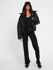 Nike Black One High Waisted Fold Over Flared Leggings - Image 6 of 11