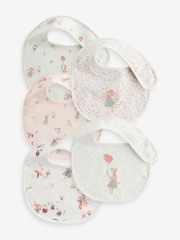 Pink Baby 100% Cotton Bibs 5 Pack - Image 1 of 6