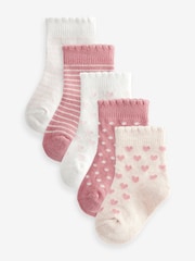 Pink Heart Stripe Baby Socks 5 Pack (0mths-2yrs) - Image 1 of 6