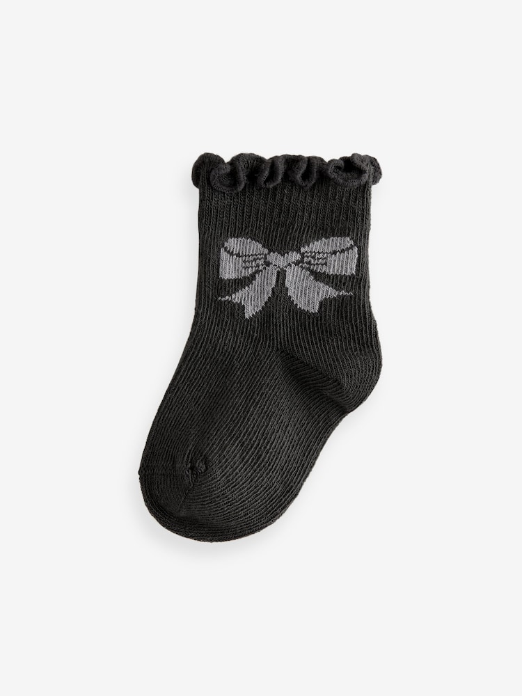 Monochrome Bow Baby Socks 5 Pack (0mths-2yrs) - Image 3 of 8