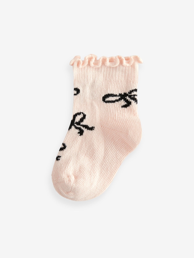 Monochrome Bow Baby Socks 5 Pack (0mths-2yrs) - Image 5 of 8