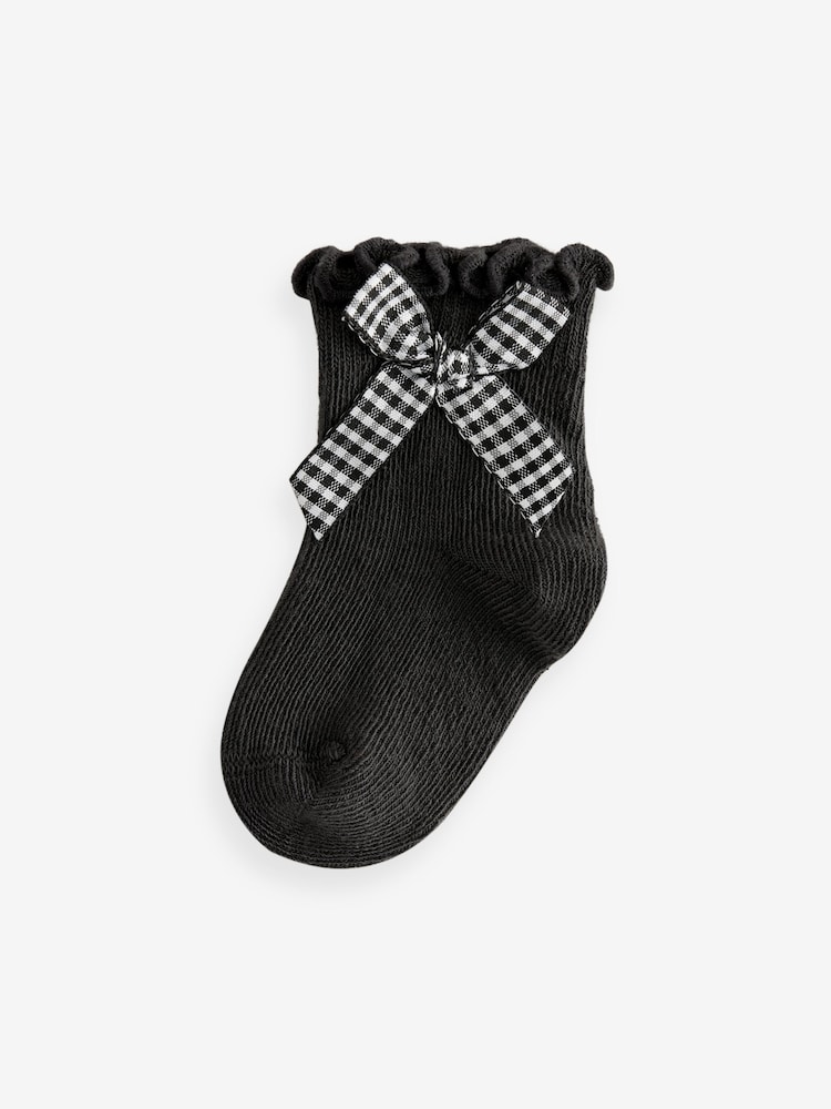 Monochrome Bow Baby Socks 5 Pack (0mths-2yrs) - Image 6 of 8