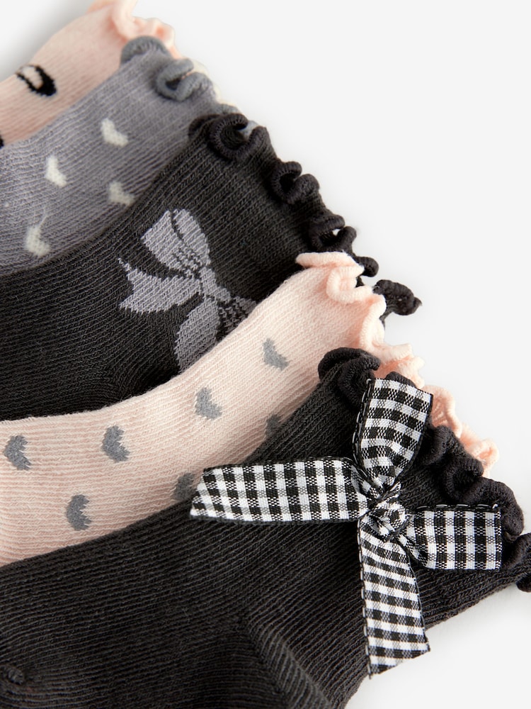 Monochrome Bow Baby Socks 5 Pack (0mths-2yrs) - Image 7 of 8