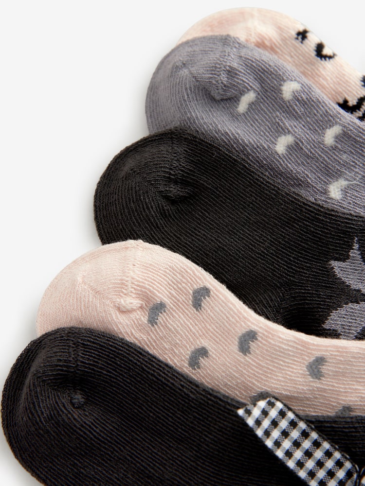 Monochrome Bow Baby Socks 5 Pack (0mths-2yrs) - Image 8 of 8
