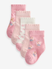 Pink fairy Baby Socks 5 Pack (0mths-2yrs) - Image 1 of 6
