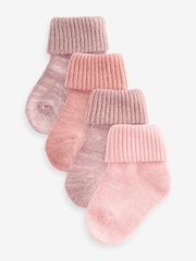 Pink Roll Top Baby Socks 4 Pack (0mths-2yrs) - Image 1 of 5