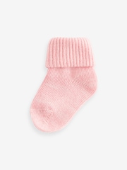 Pink Roll Top Baby Socks 4 Pack (0mths-2yrs) - Image 3 of 5