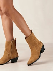 Alohas Tan Brown Austin Leather Cowboy Boots - Image 3 of 4