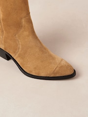Alohas Tan Brown Austin Leather Cowboy Boots - Image 4 of 4