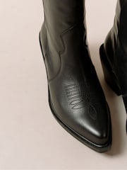 Alohas Black Mount Black Leather Cowboy Boots - Image 6 of 6