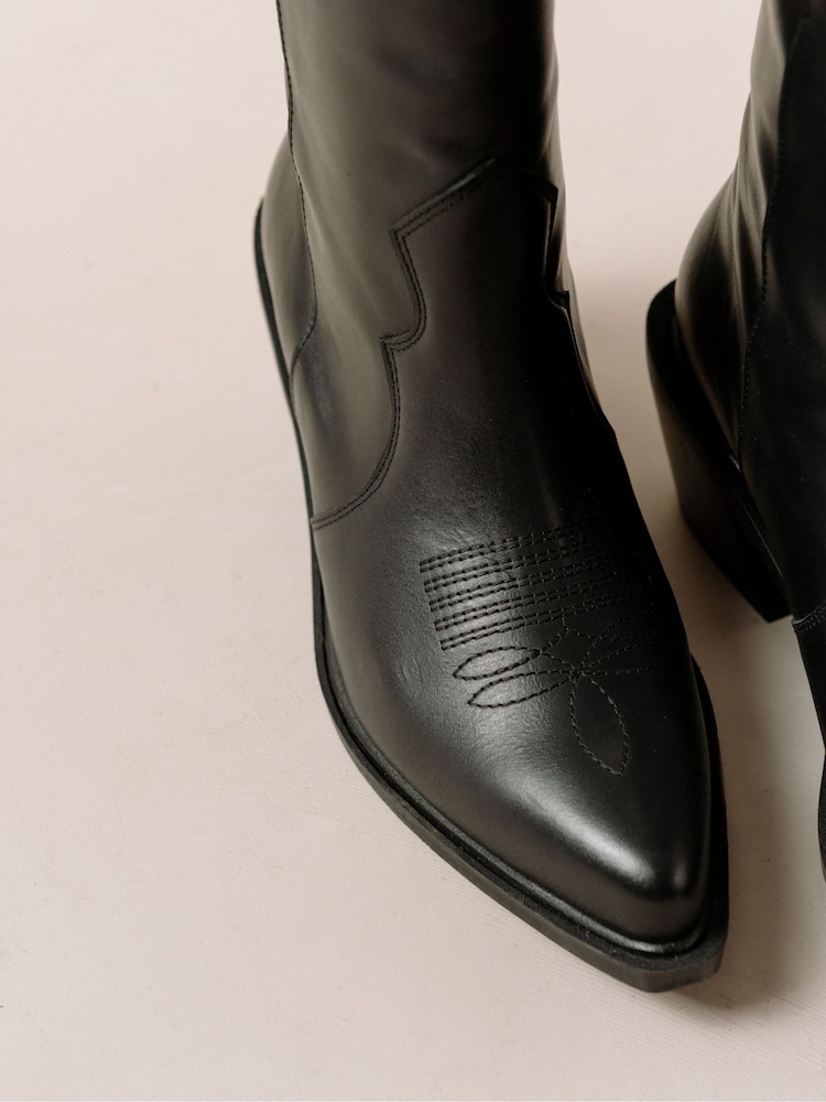 Alohas Black Mount Black Leather Cowboy Boots - Image 6 of 6