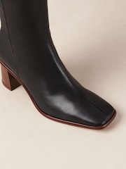 Alohas Black East Leather Knee High Boots with Block Heels - Image 3 of 6