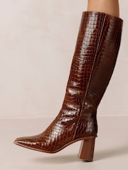 Alohas Brown East Leather Knee High Boots with Block Heels - Image 5 of 6