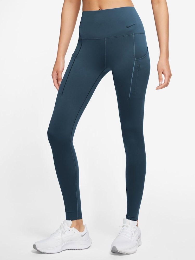 Nike Armory Navy Premium Go Firm Support High Waisted Full Length Leggings With Pockets - Image 1 of 4
