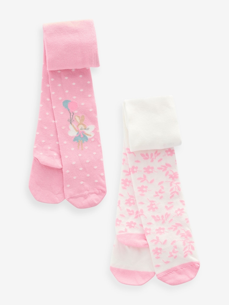 Pink Fairy Baby Tights 2 Pack (0mths-2yrs) - Image 1 of 3