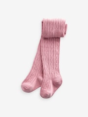 Pink white cable Baby Tights 3 Pack (0mths-2yrs) - Image 2 of 4