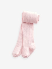 Pink white cable Baby Tights 3 Pack (0mths-2yrs) - Image 3 of 4