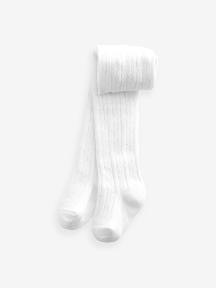 Pink white cable Baby Tights 3 Pack (0mths-2yrs) - Image 4 of 4