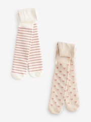 Pink/Cream Baby Tights 2 Pack (0mths-2yrs) - Image 1 of 3