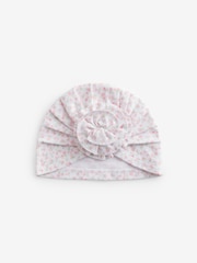 Pink ditsy Baby Bow Turban 100% Cotton Hats 2 Pack (0-18mths) - Image 3 of 4