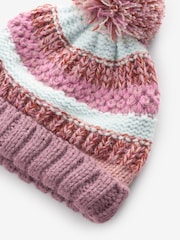 Pink Stripe Baby Pom Hat (0mths-2yrs) - Image 2 of 2