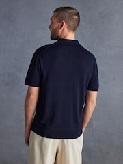 Navy Regular Fit Signature Knitted Polo Shirt - Image 4 of 8