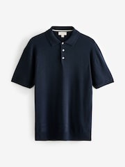 Navy Regular Fit Signature Knitted Polo Shirt - Image 6 of 8