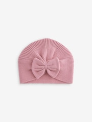 Pink Baby Knitted Bow Turban Hat (0mths-3yrs) - Image 1 of 3