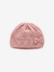 Розовый - Baby Pointelle Knitted Beanie (0mths-2yrs) - Изображение 1 из 2