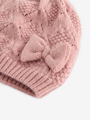 Розовый - Baby Pointelle Knitted Beanie (0mths-2yrs) - Изображение 2 из 2