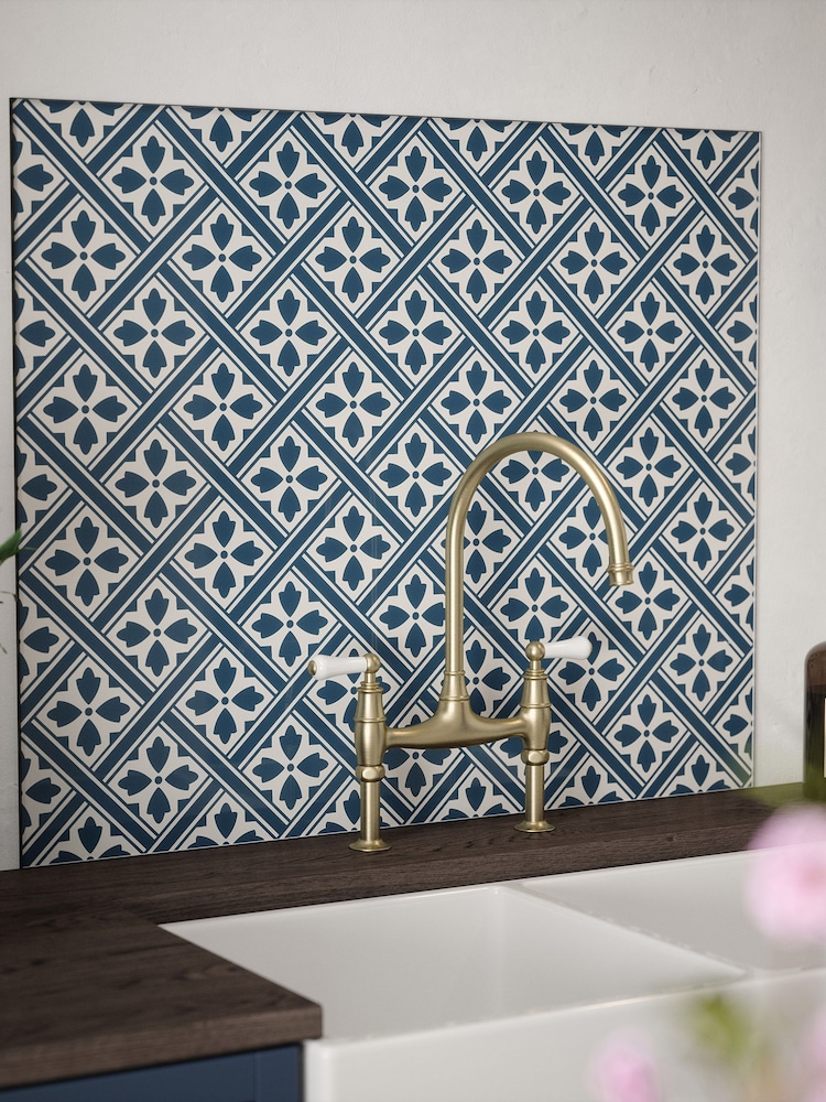 Laura Ashley Midnight Seaspray Mr Jones Glass Splashback 90x75cm - Image 1 of 6