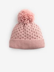 Pink Waffle Knit Baby Pom Hat (0mths-2yrs) - Image 1 of 2