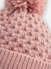 Pink Waffle Knit Baby Pom Hat (0mths-2yrs) - Image 2 of 2