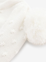 Ecru Double Pom Knitted Trapper Hat (0mths-2yrs) - Image 5 of 5