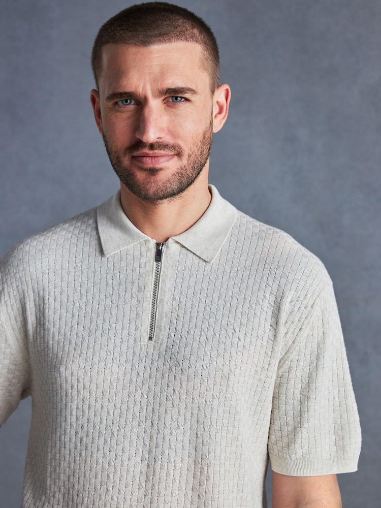 Ecru White Signature Regular Textured Polo Shirt - Image 1 of 7
