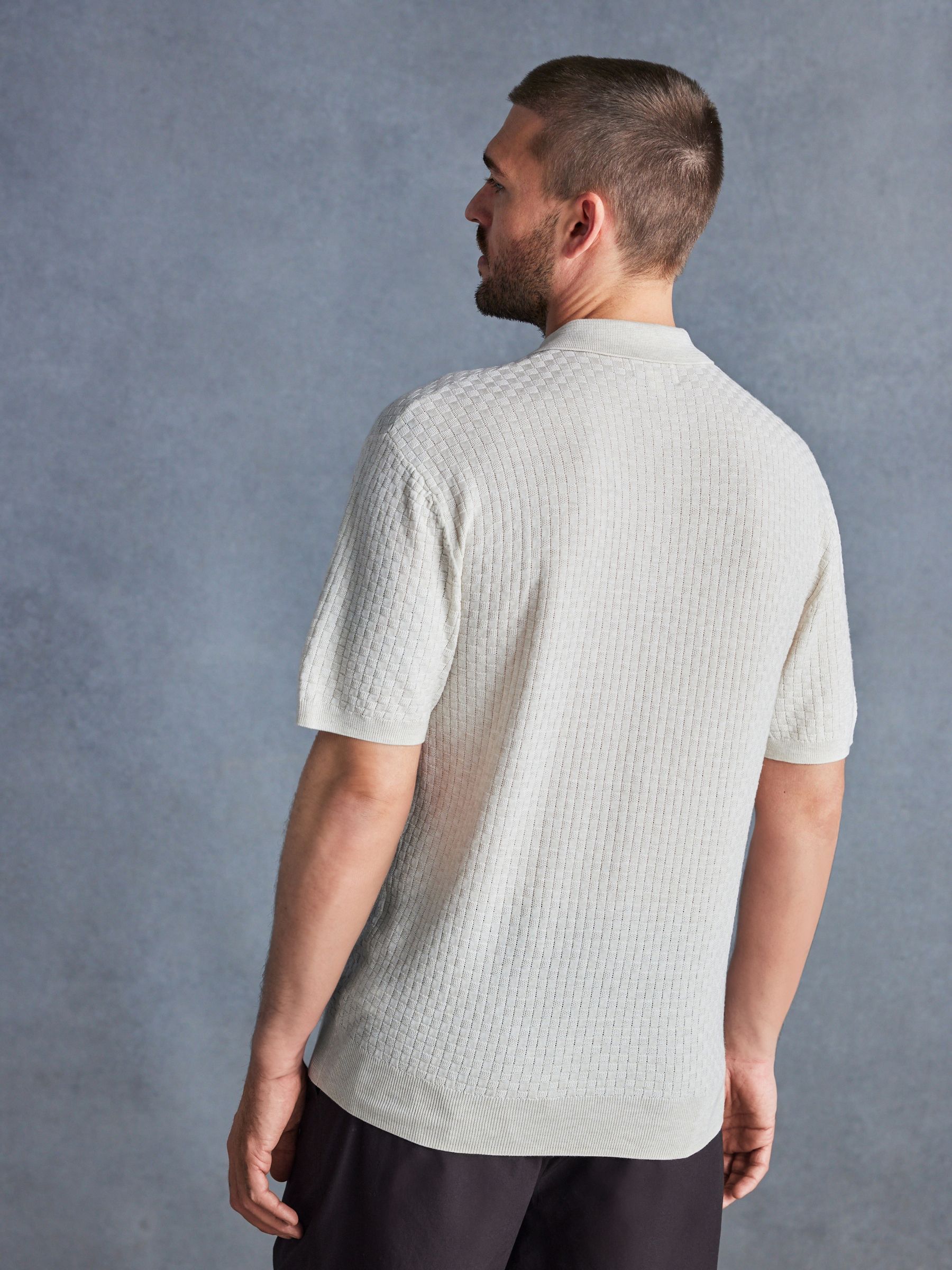 Buy Ecru White Signature Regular Textured Polo Shirt from Next Luxembourg