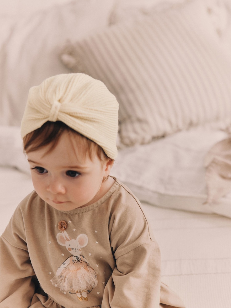 Cream Baby Knitted Turban Hat (0mths-3yrs) - Image 1 of 3