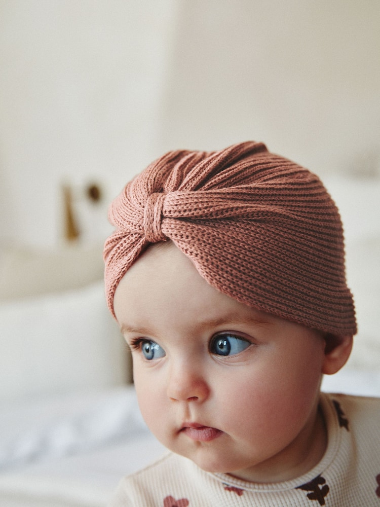 Pink Baby Knitted Turban Hat (0mths-2yrs) - Image 2 of 4