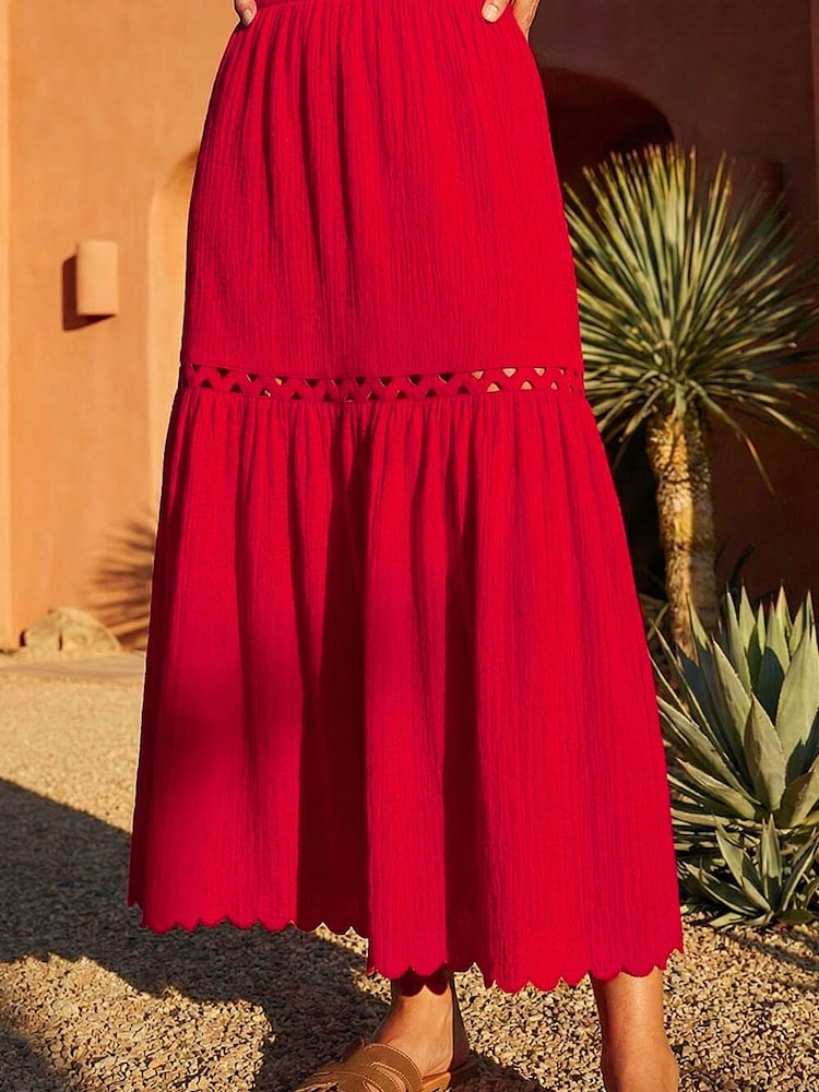 Roman Scallop Trim Midi Skirt - Imagen 2 de 4