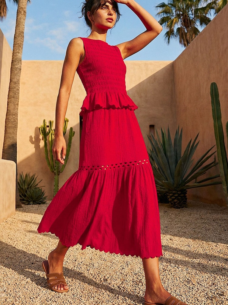 Roman Scallop Trim Midi Skirt - Imagen 4 de 4