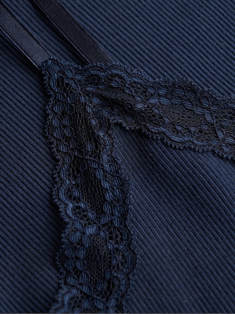 SUPERDRY Blue Essential Lace Trim Camisole - Image 7 of 7 SUPERDRY Blue Essential Lace Trim Camisole - Image 7 of 7