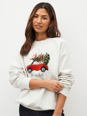 Ecru Graphic Christmas Sweatshirt - Image 2 of 5