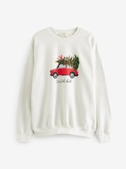Ecru Graphic Christmas Sweatshirt - Image 4 of 5