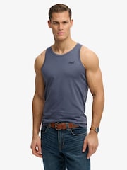 SUPERDRY Blue Unbrushed Essential Logo Vest - Image 1 of 8