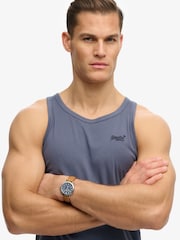 SUPERDRY Blue Unbrushed Essential Logo Vest - Image 4 of 8