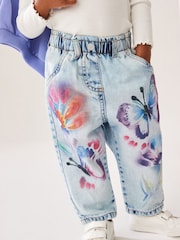 Denim 100% Cotton Butterfly Print Jeans (3mths-6yrs) - Image 1 of 4